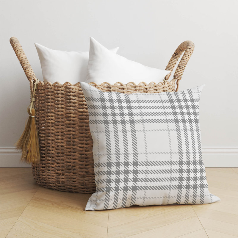 Coussin Christopher, Ivoire / gris anthracite, H 26 po x l 26 po