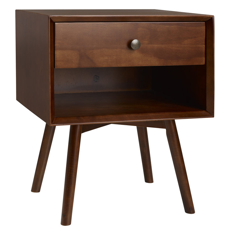 Solange 49.8cm W Bedside Table, Walnut, Walnut