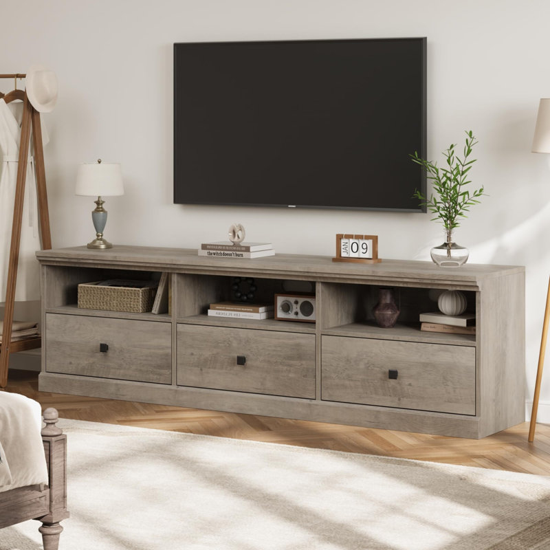 Meuble télé pour téléviseur de 75 po ou moins, Gris / Noir