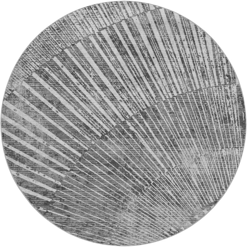 Premium Machine Washable Dream Shag ADS542 Fan-Like Rug, Gray, 8' Round