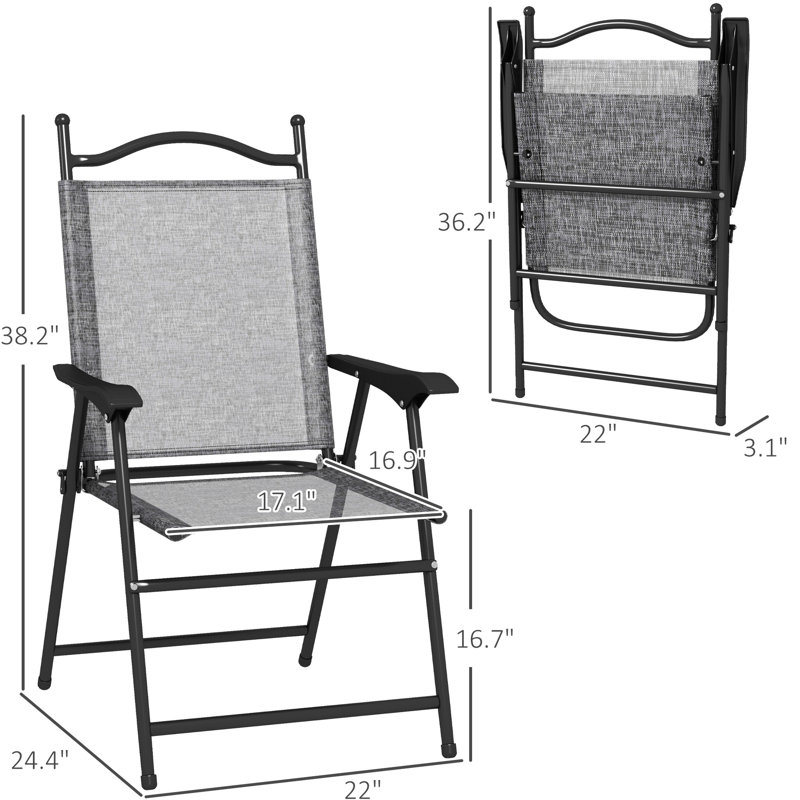 Chaises de camping pliantes avec siège respirant, gris, 2 plateaux de chaise Zero Gravity, gris