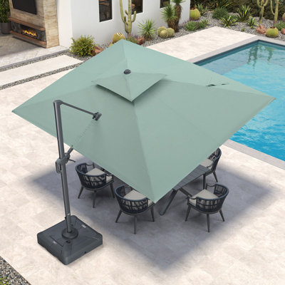 9' X 12' Double Top Rectangle  Cantilever Patio Umbrella,Green