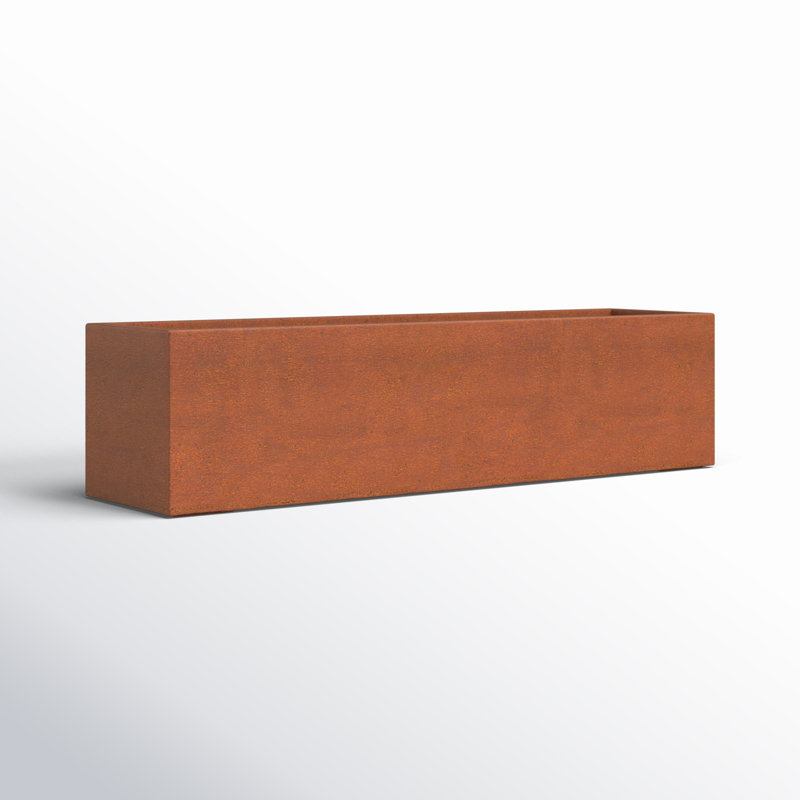 Corten Steel Series 9" H Rectangle Window Box Planter, 9" H x 36" W x 9" D