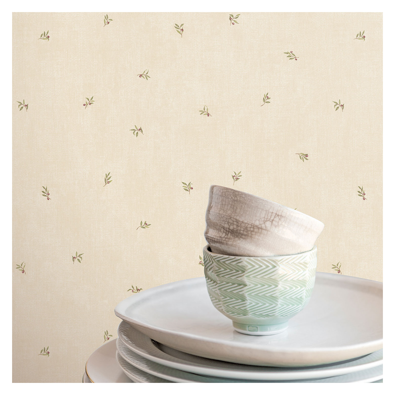 Kitchen Recipes Leaf Motif 32.8' L x 21" W Smooth Wallpaper Roll, Beige/Purple