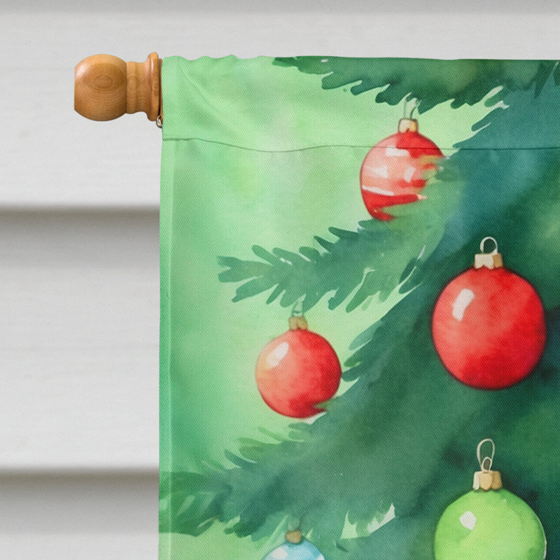 Chat avec le drapeau de la cabane dans l'arbre de Noël, Toyger