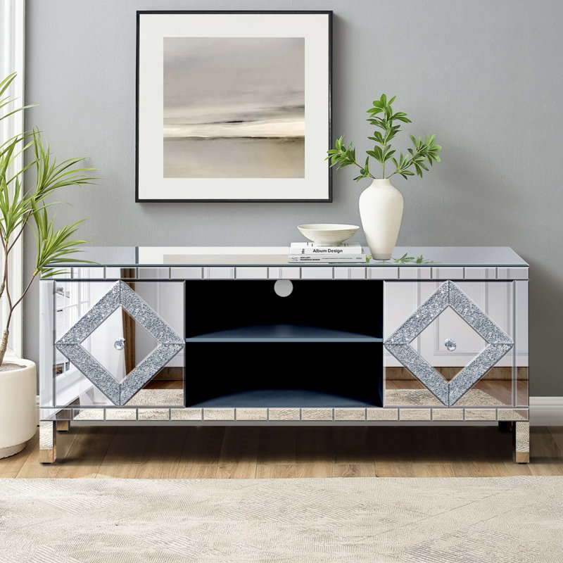 Console média 47 po avec portes en verre Diamond, 25.2"H x 47"L x 15.74"W