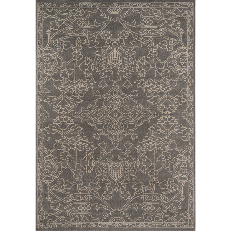 Craine Floral Indoor / Outdoor Rug, Rectangle 3'11" x 5'7"