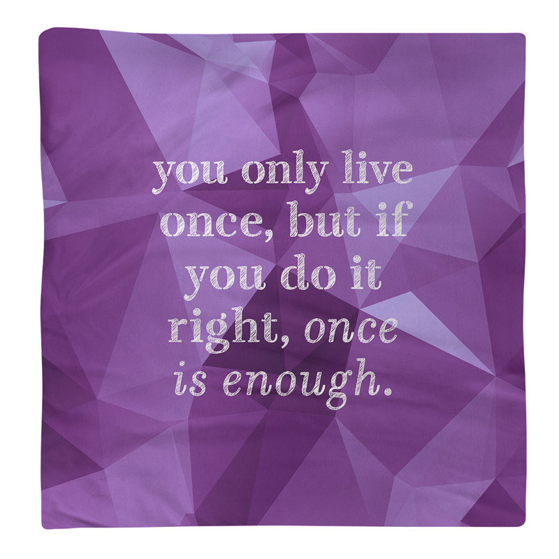 Faux Gemstone You Only Live Once Quote Napkin, Amethyst, Polyester, 10" L x 10" W