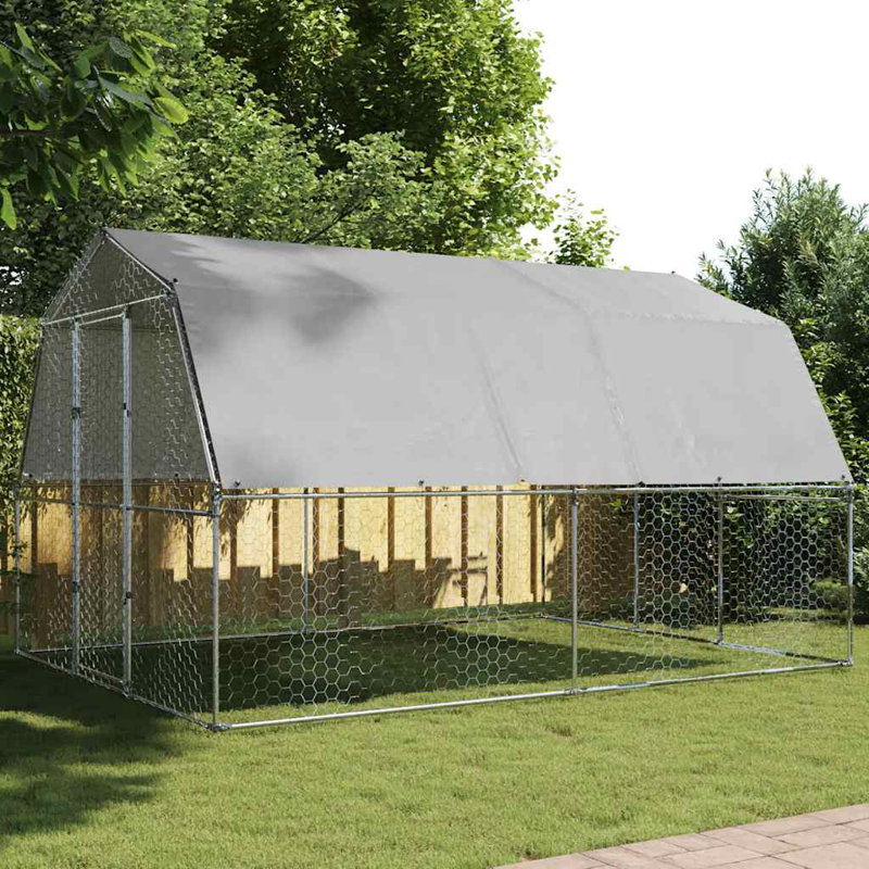 Cage à poulet avec toit et porte en acier galvanisé Fraz