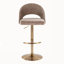 Ensemble de 2 tabourets de bar réglables pivotants, structure en métal doré avec tissu brun et repose-pieds en T-8445264-8445271