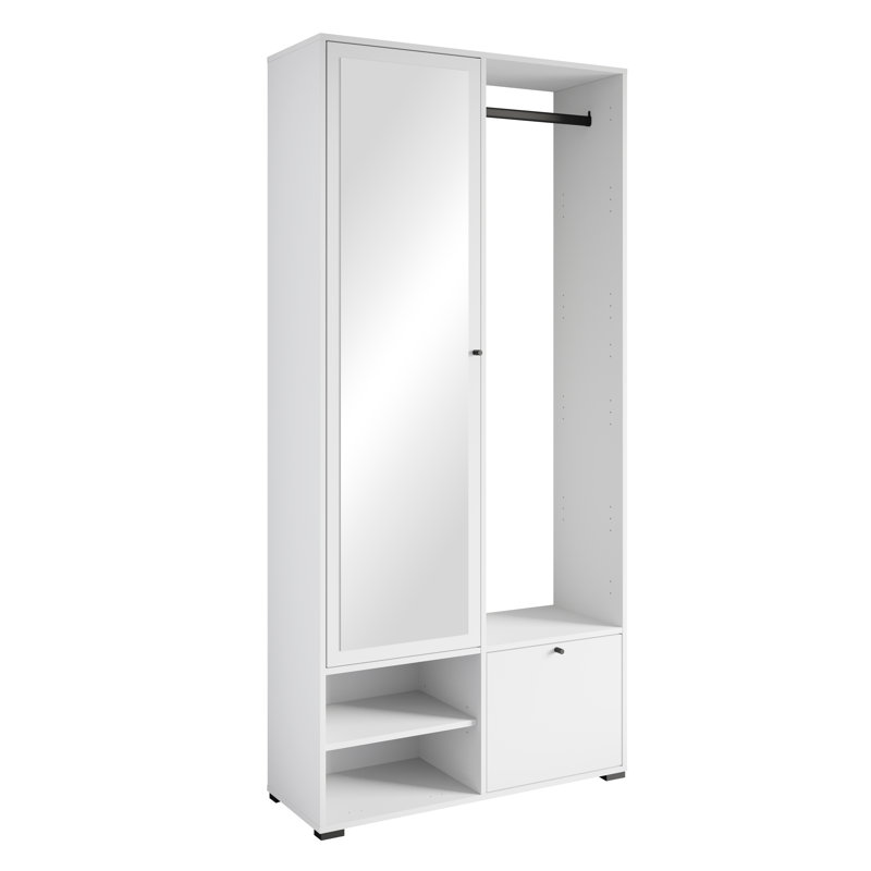 Hall Tree 90cm Wide with Shoe Storage, White