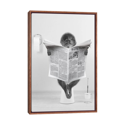 «Monkey On The toilettes lecture journal», reproduction d'art mural encadrée