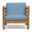 2 fauteuils club de style Mid-Century moderne - aspect bois, pacane et bleu de 2 raffinements