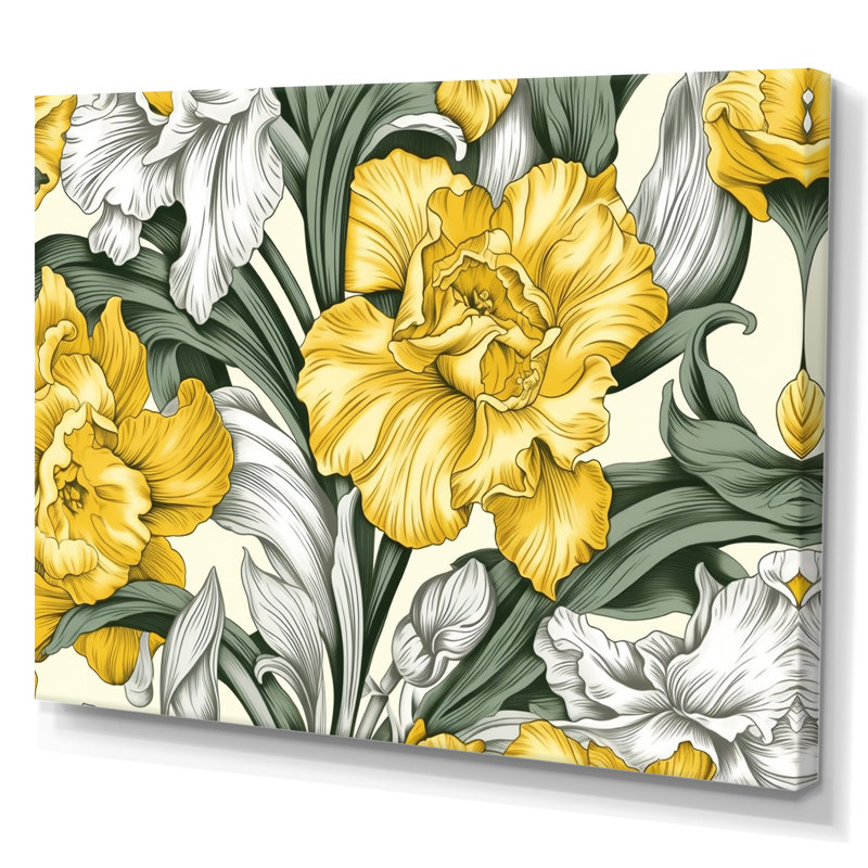 Éclat de jonquille jaune - imprimé, Toile tendue, H 12 po x l 20 po x P 1 po
