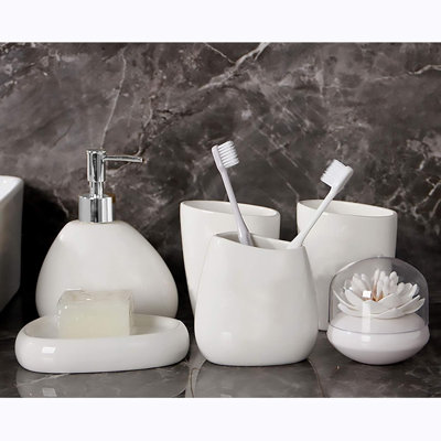 White Ceramic Bathroom Accessory Set