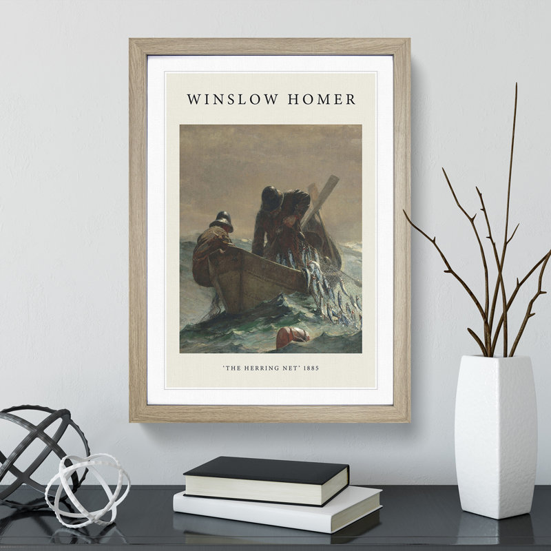 The Herring Net by Winslow Homer - Picture Frame Painting, Oak Framed, 36cm H x 27cm W x 2cm D