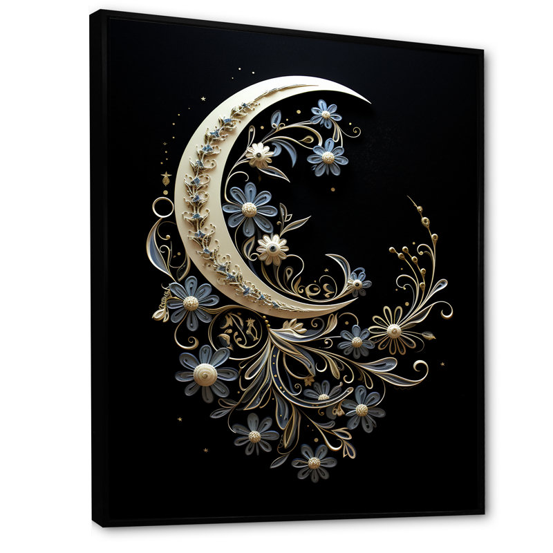 Moon Moon Harmony sur toile, Cadre flottant noir, H 32 po x l 16 po x P 1 po