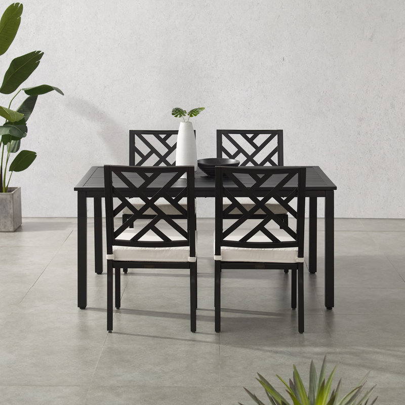 Dayanira 4 - Person Patio Dining Set with Rectangular Table , Cushions Included