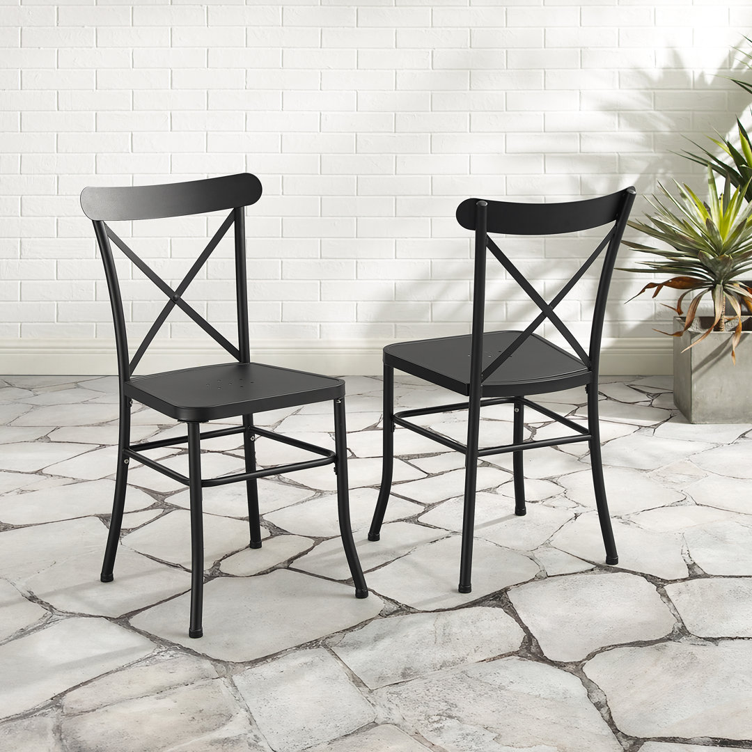 Dayvonna Powder Coated Steel Outdoor Dining Side Chair (Set of 2) August Grove®