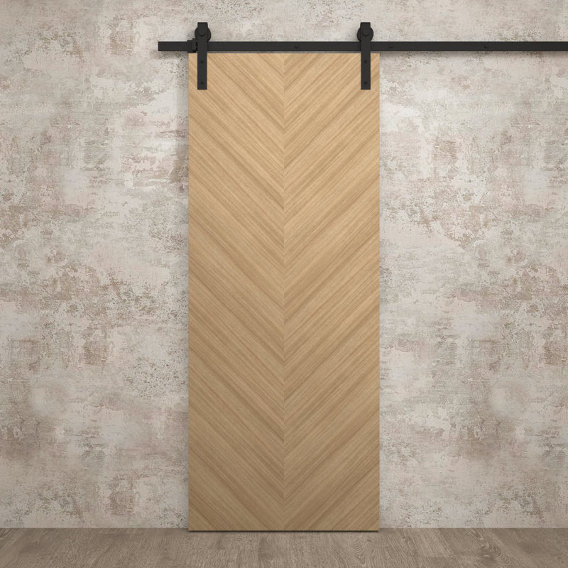 Modern Barn Door | Ego 5005 | Rail Track Heavy Hardware Set | Solid Panel Interior Doors, Natural Oak, 32'' x 96''