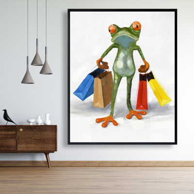 " Funny Frog With Shopping Bags "