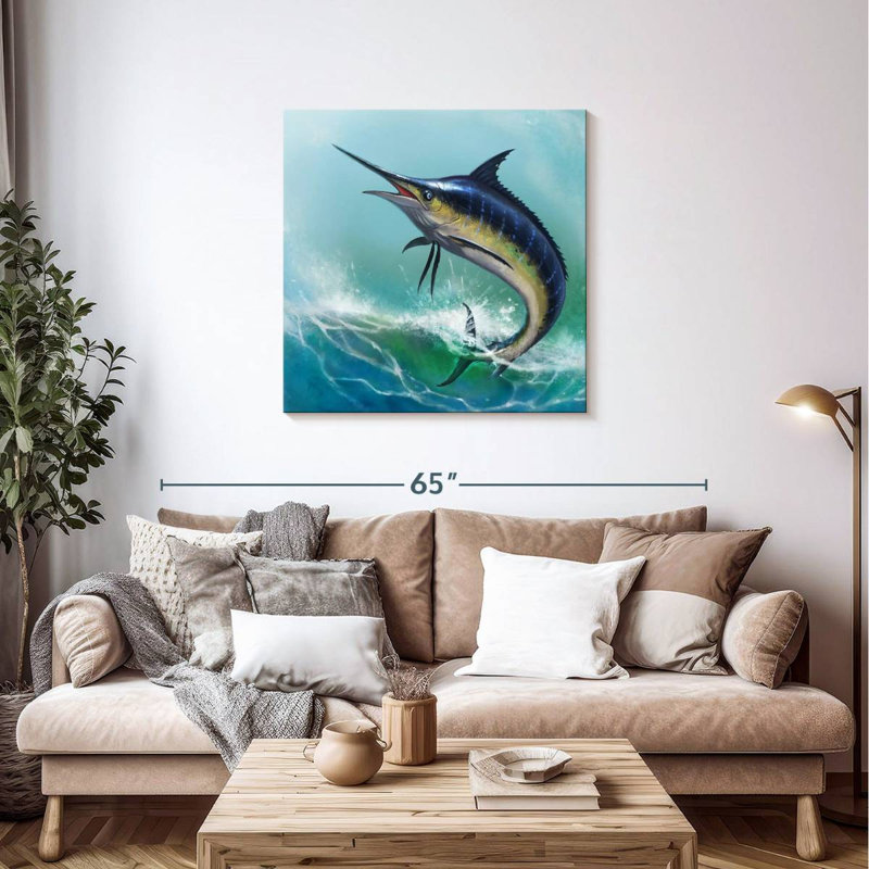Crowle Blue Marlin Painting, H 36 po x l 36 po