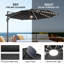 Parasol en porte-à-faux illuminé avec base Jamestown-718349385
