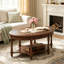 Table basse ovale vintage avec tiroir et tablette de rangement pour salon-2105246361