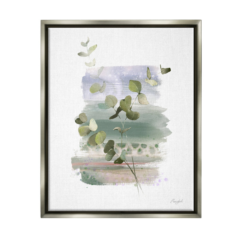 Eucalyptus, peinture sur bois encadrée, Cadre flottant gris lustré, H 20 po x l 16 po x P 1,7 po