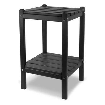 Table de bout 26 po Adirondack pour l'extérieur, table de bout pour patio en PEHD toutes saisons avec rangement à 2 niveaux pour porche, balcon, bord de piscine et terrasse