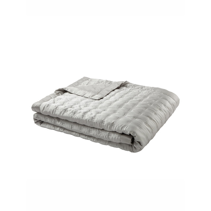 Windsor Modern & Contemporary Silk Quilted Coverlet, King Coverlet / Bedspread, Silver Gray
