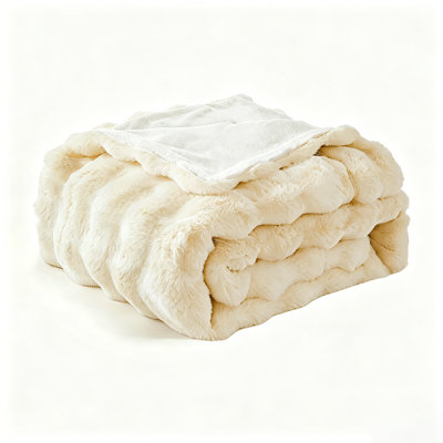 Jeté lesté en fausse fourrure de lapin 680GSM, douillet moelleux réversible et moelleux pour lit et canapé.