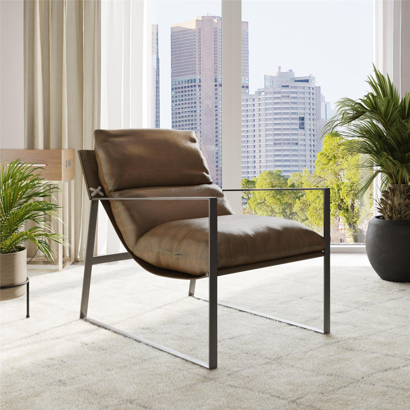 Fauteuil d'appoint en cuir Tarmons Vegan, Similicuir brun