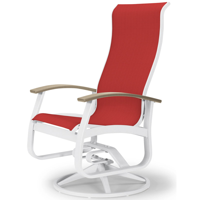 Chaise berçante Askar, Blanc lustré, Désert P60, Rouge 1D Sunbrella®