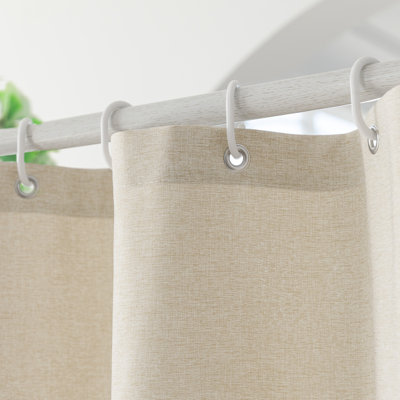 Linen Textured Shower Curtain and Hooks Set