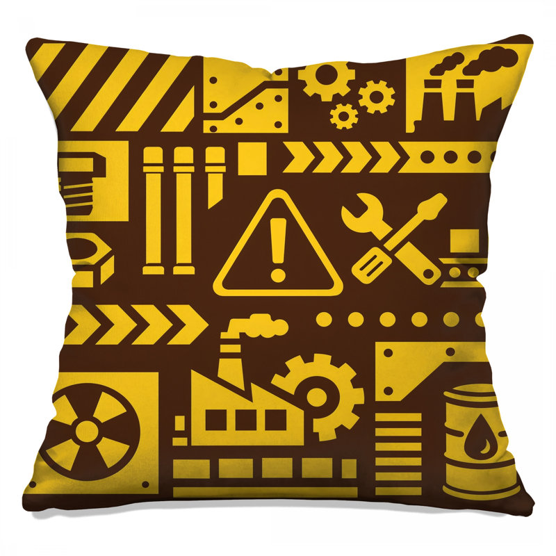 Coussins décoratifs Industrial Illustration, 16 x 16 inches