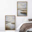 «Serene Blue Marshland with Water and Reeds», reproduction d'art sur toile encadrée pour chambre principale, 2 pièces-132775160-132775161