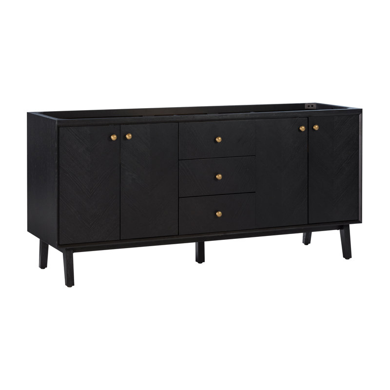 Adele 72-Inch Black Oak Double Freestanding Vanity Cabinet