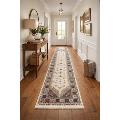 Tapis de couloir oriental fait à la main crème Tribal 2X11