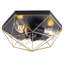 3-Light Black Finish Industrial Semi-Flush Mount Light