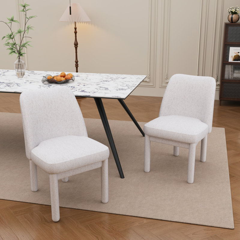 Chaise d'appoint rembourrée (ensemble de 2), Beige, Beige