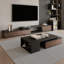  Meuble télé Mid-Century extensible et console multimédia avec 3 tiroirs de rangement, finition noire et noyer texturé