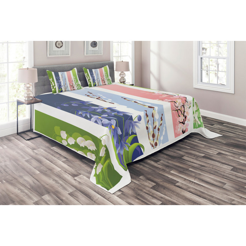 Flower Eclectic Polyester Floral Coverlet