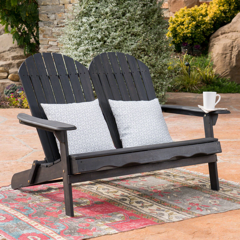 Banc de causeuse d'extérieur, siège en bois résistant aux intempéries pour la détente du patio et du jardin, gris foncé
