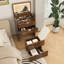 Bureau de coiffeuse en noyer 3-en-1 avec miroir lumineux et siège de rangement