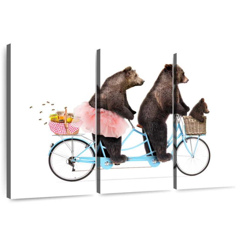 Ketti Three Bears Riding Bike, 24" H x 38" W
