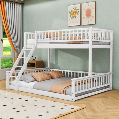 Wood Bunk Bed With Ladder And Slats