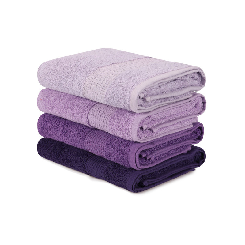Ensemble de 4 serviettes à main de même taille, Lilas clair / lilas / mauve / mauve foncé