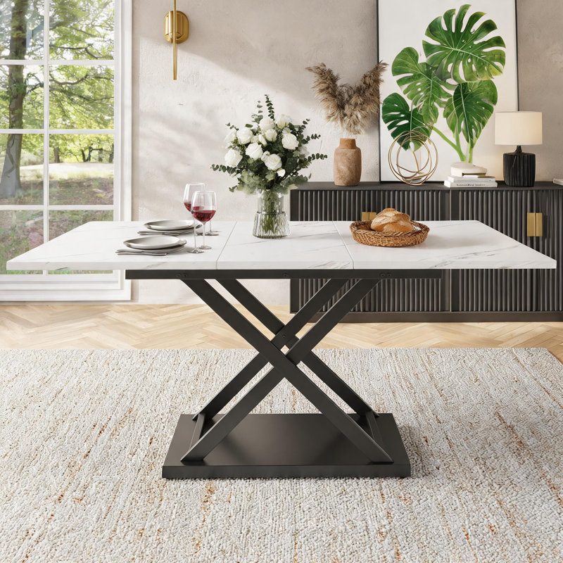 Extendable Metal Base Dining Table