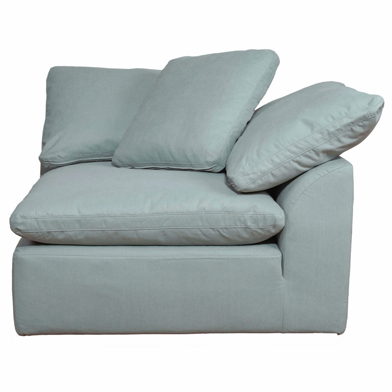 Fauteuil modulaire carré de 44 po de la collection Sunset Puff de Sunset Trading Contemporary | Tissu performance lavable résistant à l'eau | Résistant aux taches | Fauteuil de coin modulaire rembourré en duvet à assise profonde | Bleu océan